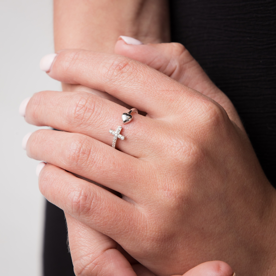 To My Daughter - Cross & Heart Ring