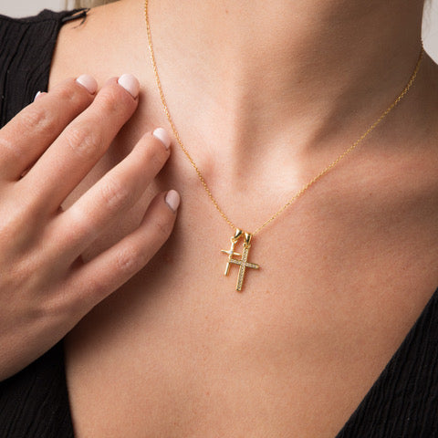 Pray Through It - Double Cross Necklace